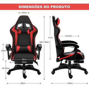 เก้าอี้เกมมิ่งปรับระดับความสูงได้ ราคาประหยัด หุ้มหนัง PU พร้อมที่พักเท้า - Product Image 2