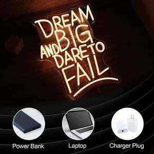Giấc mơ lớn Dám Thất Bại USB-Powered LED Đèn Neon thay đổi độ sáng thư dấu hiệu cho phòng ngủ trường văn phòng đánh giá Party-IP65 - Product Image 3