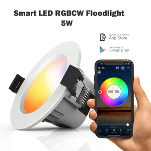 Kontrol Grup Jala BT Lampu Downlight Cerdas Dapat Diredupkan RGBWW Lampu Led Aplikasi Alexa Google Home Wifi Lampu LED Down Cerdas