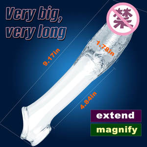 Penutup Penis Kristal Transparan Tebal untuk Pria, Alat Bantu Seks Dewasa, Cincin Penutup Penis, Vibrator Seks - Product Image 3