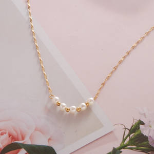 HOVANCI-collar de acero inoxidable chapado en oro de 18k para mujer, gargantilla de cuentas de perlas, cadena de eslabones - Product Image 3