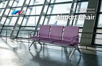 Banc triple moderne pour salle d'attente d'aéroport, 3 places, en cuir PU noir, rouge, bleu, confortable pour hôpital et usage médical
