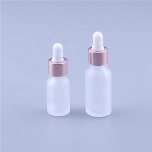 Botella de Vidrio Esmerilado con Gotero para Aceite Esencial de 5ml, 10ml, 15ml, 20ml, 30ml, 50ml, 100ml con Tapa Gotero y Anillo Dorado Rosa - Product Image 3