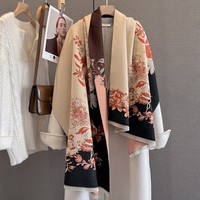 2025 vente chaude haut de gamme femmes grande écharpe carrée motif floral épaissi doux et confortable chaud automne/hiver châle