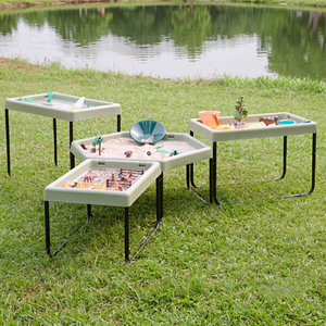 Bac de découverte sable et eau Montessori pour tout-petits, pour le versement et le creusement, idéal pour <span class=keywords><strong>jardin</strong></span> extérieur, crèche, maternelle, avec ensemble de pelle et de cuillères - Product Image 1
