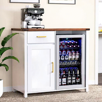 Meuble Bar à Café Moderne avec Mini-Réfrigérateur, Casier à Vin, Rangement pour Liqueurs, Buffet et Station Boissons pour Salon, Salle à Manger et Maison