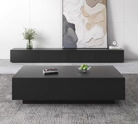 Ensemble Meuble TV et Table Basse Noir Moderne de Luxe Mural pour Salon Chambre Hôtel Centre Commercial – Montage Facile