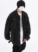 Blousons en jean pour hommes personnalisables en gros, respirants, anti-rétrécissement, extensibles, décontractés, noirs, pour l'hiver, style streetwear