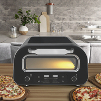 Four à pizza électrique 120V en acier inoxydable, capacité 11-20L, préréglages multi-pizzas programmables, commandes tactiles simples pour usage domestique