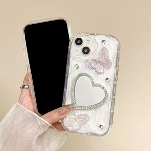 Les filles françaises aiment la veste de protection créative de <span class=keywords><strong>coque</strong></span> de téléphone portable papillon rose miroir pour <span class=keywords><strong>iPhone</strong></span> - Product Image 4