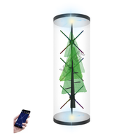 Effet œil ouvert 3D dame taille humaine 3D ventilateur led avec cylindre boîtier acrylique contrôle mobile et ordinateur 3d led hologramme