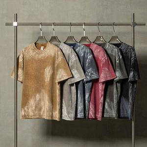 Camiseta de algodón de peso pesado con diseño personalizado de ropa de fabricante, camiseta de gran tamaño lavada con pinturas Retro al por mayor - Product Image 1