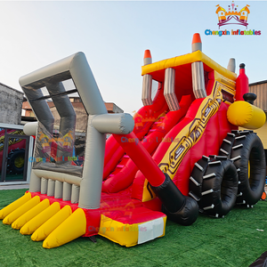 Grand château gonflable commercial personnalisé <span class=keywords><strong>Bulldozer</strong></span> Chariot élévateur Tracteur avec toboggan gonflable pour enfants et adultes - Product Image 5