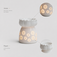 Diffuseur d'arômes en céramique en gros, motif floral, brûleur d'huiles essentielles, chauffe-cire à bougie chauffe-plat, pour aromathérapie