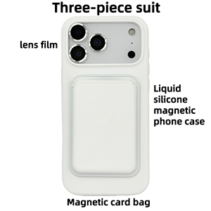 Ensemble cadeau d'accessoires pour téléphone portable : boîte en silicone pour iPhone, portefeuille avec film protecteur d'objectif, <span class=keywords><strong>porte</strong></span>-cartes, multicolores, vente en gros - Product Image 6
