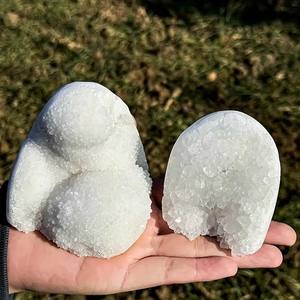 Géode de Druse d'Agate Blanche de Haute Qualité, Grappe de Cristaux d'Améthyste Naturelle pour la Décoration - Product Image 3