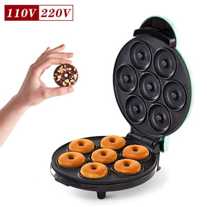 Máquina para hacer mini donas, 7 orificios, con revestimiento antiadherente, eléctrica, para uso en panadería y desayunos, 110V 220V - Product Image 1