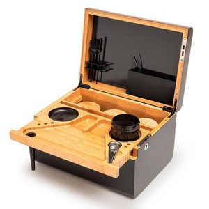 high quality attractive black bamboo storage box Herbal Supplies Set with Removable Divider