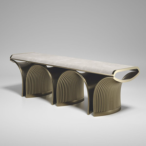 Tabouret à chaussures italien de luxe en acier inoxydable haut de gamme banc de <span class=keywords><strong>lit</strong></span> long poufs pour chambre à coucher caractéristiques d'entrée souples pour les concepteurs de villas - Product Image 2