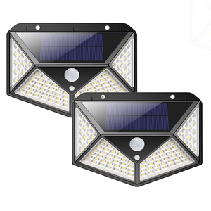 Lampada Solare LED IP65 <span class=keywords><strong>da</strong></span> <span class=keywords><strong>Esterno</strong></span> per Giardino 100LED Wireless con Sensore di Movimento PIR Luce Stradale 6000K Luce Diurna Montaggio a Parete - Product Image 1