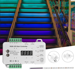 Hareket sensörü ile RGB akıllı merdiven lambası kiti COB dim adım ışıkları 12V DC kapalı merdiven aydınlatma <span class=keywords><strong>LED</strong></span> şerit işık - Product Image 1