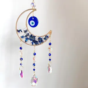 Wholesale High Quality Natural Crystal Evil Eye Sun Catcher Moon Sun Catchers Lapis Lazuli Suncatcher