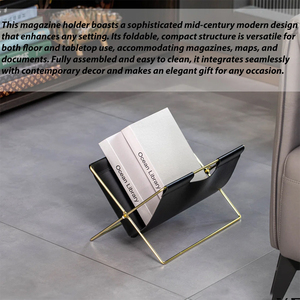 Portariviste pieghevole in pelle nera 9-in cesto <span class=keywords><strong>per</strong></span> libri e <span class=keywords><strong>porta</strong></span> giornali <span class=keywords><strong>per</strong></span> salotti e uffici domestici - Product Image 4