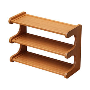 Desktop Shelving Unit 4 Layers Wood Storage Rack Office Organizer Home <b>Desk</b> Bookshelf Multipurpose Standing Type - Product Image 5