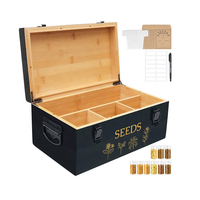 Organisateur de Graines en Bambou Grand Format avec Couvercle et Verrou de Sécurité, Comprend des Enveloppes et des Étiquettes pour Graines, Kit de Jardinage