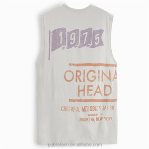 OEM al por mayor 100% algodón en blanco de gran tamaño logotipo personalizado cuello redondo más camiseta con gráficos impresos camisetas sin mangas para hombres - Product Image 6