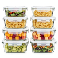 Ensemble de contenants de préparation de repas en verre hermétiques réutilisables, boîte à lunch en verre de qualité alimentaire pour fruits, bento, micro-ondes, pour l'école
