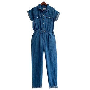 <strong>Dungarees</strong> Romper Denim Jumpsuit <strong>Short</strong> Sleeve Overalls - Product Image 1