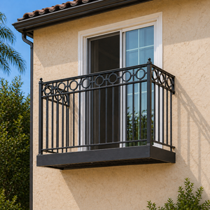 <span class=keywords><strong>Kit</strong></span> de garde-corps de balcon <span class=keywords><strong>en</strong></span> métal thermolaqué résistant aux intempéries pour terrasse et porche, résistant à la rouille, installation facile, direct usine - Product Image 1