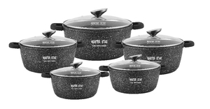 Conjunto de Utensílios de Cozinha Master Star de Alta Qualidade em Alumínio Fundido, 10 Peças, Antiaderente, com Cabo de Silicone, Tamanhos 20-24-28-30-32cm, Pronto para Indução - Product Image 3