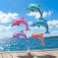 Ballon en aluminium BLN Dauphin, réutilisable, motif poisson de dessin animé, pour décoration de fête d'anniversaire, de baby shower ou d'événement