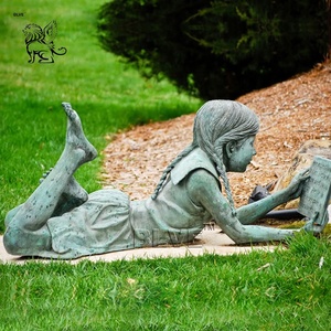 Escultura <span class=keywords><strong>de</strong></span> Bronce Decorativa <span class=keywords><strong>de</strong></span> Jardín <span class=keywords><strong>de</strong></span> Arte Moderno BLVE, <span class=keywords><strong>Abuelo</strong></span> y Niña <span class=keywords><strong>de</strong></span> Tamaño Real Leyendo un Libro, Sentados en el Banco - Product Image 5