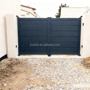 Yüksek gizlilik alüminyum alaşımlı giriş kapısı siyah kaplama paneli çit kapı tek çift kapı kilidi ile Rustproof giriş kapısı - Product Image 4