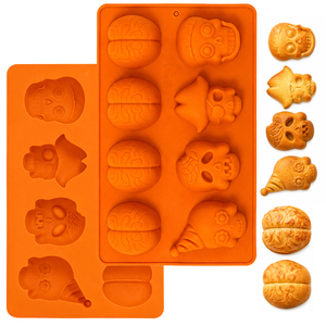 SILIKOLOVE <span class=keywords><strong>Moule</strong></span> en silicone personnalisable à 8 cavités en forme de <span class=keywords><strong>cerveau</strong></span> de pirate pour <span class=keywords><strong>Halloween</strong></span>, certifié LFGB, sans BPA, 100% qualité alimentaire, outil pour bonbons - Product Image 1
