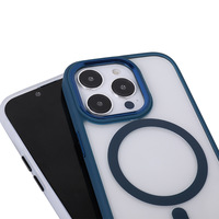 Casing Ponsel Magnetik Cincin Kamera Penutup Belakang Akrilik Jernih Kristal untuk iPhone 14 Casing Pelindung Kamera Lensa Logam