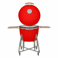 Barbecue Kamado SEB certifié FDA, 29 pouces, en céramique rouge mat, pour fumoir au charbon de bois, idéal pour l'extérieur et le jardin, vente en gros pour distributeurs