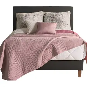 Edredón Ligero Acolchado Individual Color Rosa, Ropa de Cama de Verano de Poliéster - Product Image 1