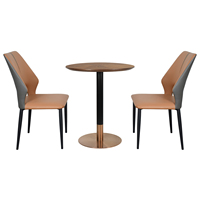 Pieds de table à manger modernes en acier inoxydable brossé or rose avec plateau en MDF, table à manger commerciale pour restaurant, café, hôtel