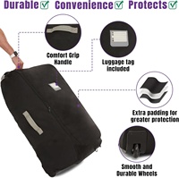 Sac de voyage pour poussette BSCI Custom Easy Airplane Vista V2 en polyester imperméable, tendance, avec fermeture éclair et roues apparentes