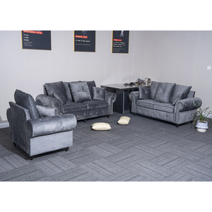 Set divano 3 + 2 + 1 <span class=keywords><strong>Design</strong></span> <span class=keywords><strong>moderno</strong></span> colore grigio tessuto <span class=keywords><strong>soggiorno</strong></span> mobili - Product Image 2