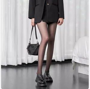 Genç kız ultra ince seksi siyah naylon çorap ayak külotlu şeffaf bel toplu kadınlar için dikişsiz ofis bayan külotlu