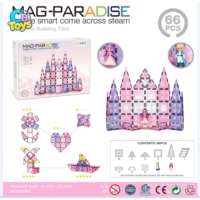 Juego de Construcción de 66 Piezas con Temática de Princesas, Bloques Magnéticos, Construcción de Castillos, STEM Montessori, Juguete Educativo para Niños de 3+ Años