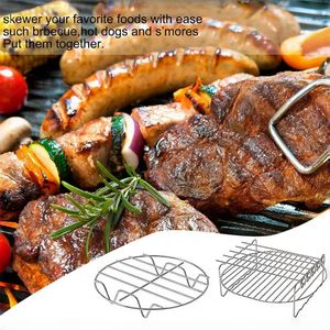 Accesorios para freidora de aire, estante para asar de doble capa con <span class=keywords><strong>pinchos</strong></span>, cesta de acero inoxidable para herramientas y accesorios de cocina - Product Image 5