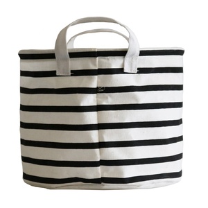 <span class=keywords><strong>En</strong></span> gros Pas Cher grande ronde pliable enfants noir et blanc <span class=keywords><strong>toile</strong></span> panier à linge - Product Image 3
