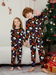 주식 할로윈 호박 잠옷 투피스 세트 부드러운 긴 소매 잠옷 가족 Pjs 가족 매칭 PJ - Product Image 6