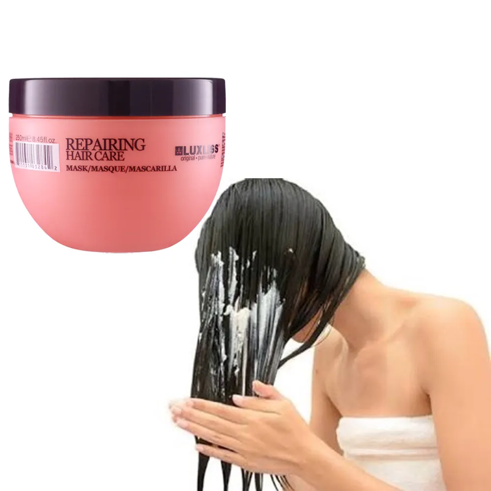 Luxliss organik fas doğal Argan yağı proteini saç bakımı onarım buhar Keratin saç maskesi hasarlı saçlar için